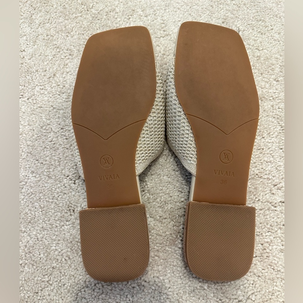 Vivaia Wide Band Slide Sandals (Marianna) in Cream/Gold 36/6 - Picture 5 of 5